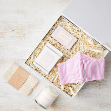 Load image into Gallery viewer, curated_gift_box_spa_peony_candle_soap_pink_mask_loofah