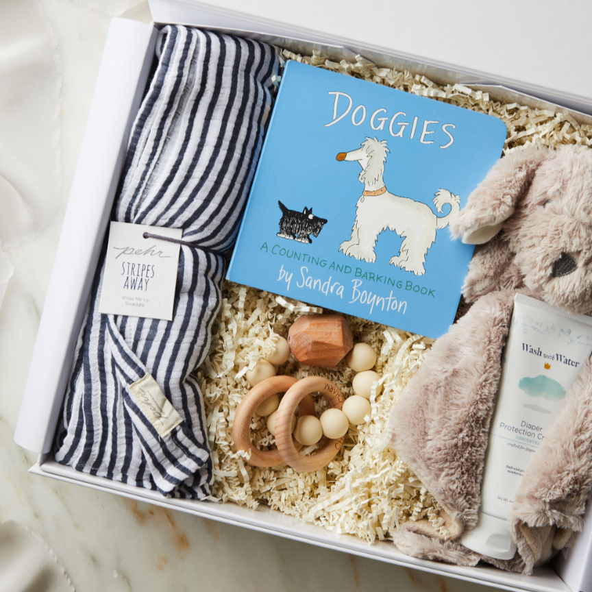 curated_gift_box_new_baby_boy_muslin_blanket_lovey_book_teether_diaper_cream