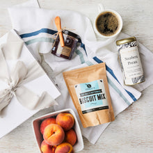 Load image into Gallery viewer, curated_gift_box_tea_towel_southern_biscuits_coffee_jam_breakfast