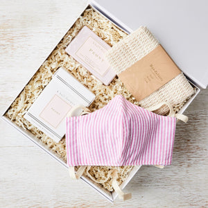 curated_gift_box_peony_candle_soap_pink_striped_mask